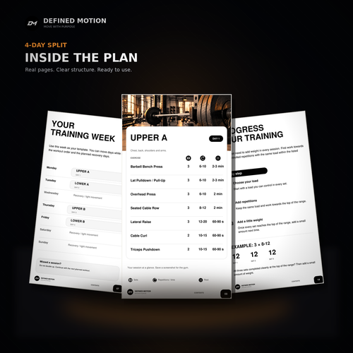 DEFINED MOTION – 4-Day Split Workout Plan English Edition